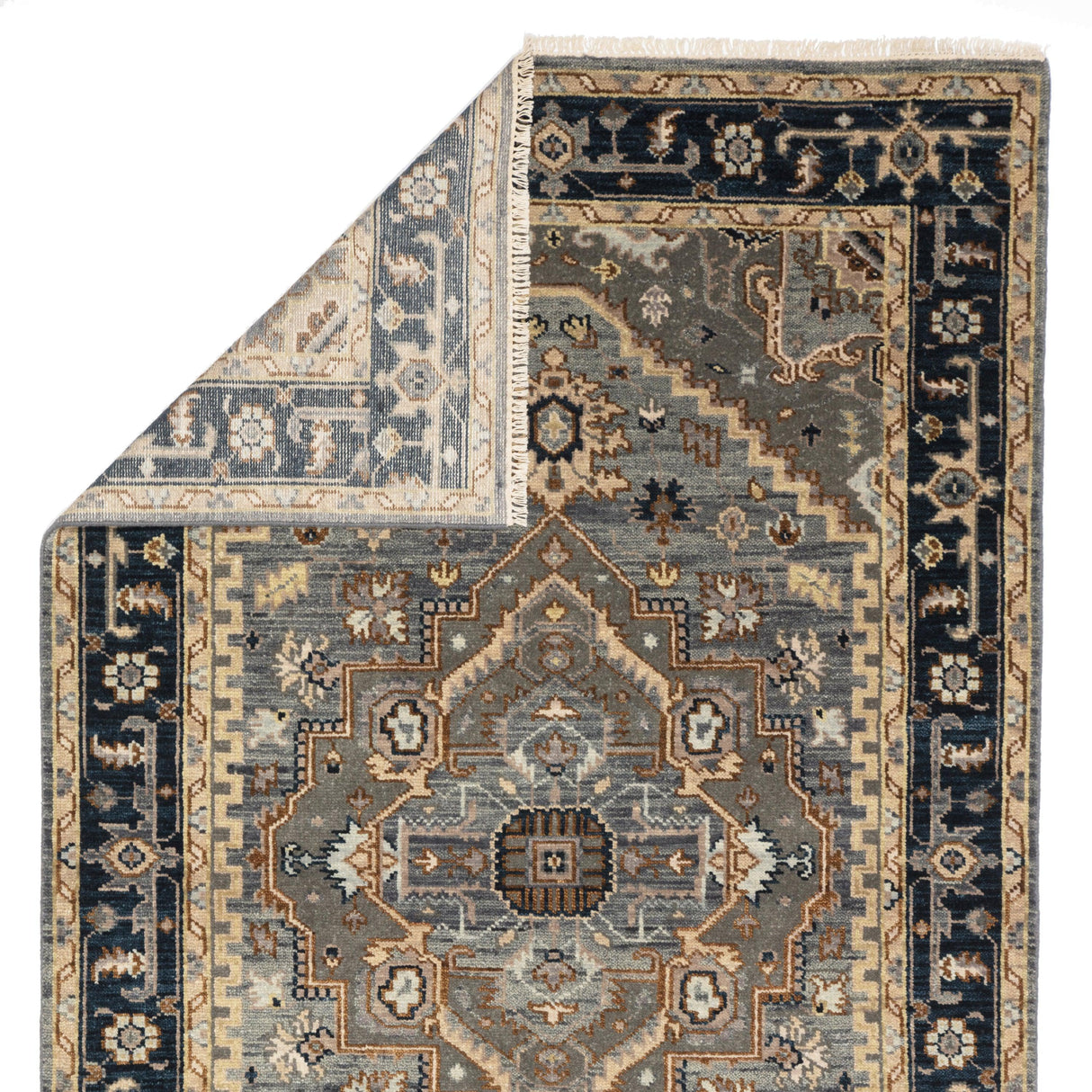 Rugs by Roo | Jaipur Living Andrews Hand-Knotted Medallion Gray Brown Area Rug-RUG140382
