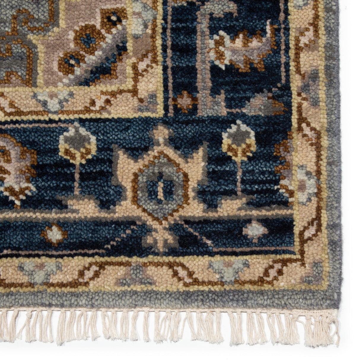 Rugs by Roo | Jaipur Living Andrews Hand-Knotted Medallion Gray Brown Area Rug-RUG140382