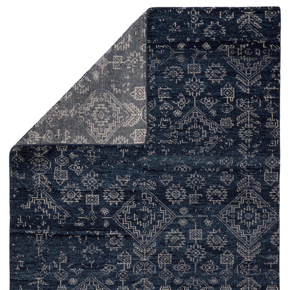 Rugs by Roo | Jaipur Living Azuma Hand-Knotted Tribal Dark Blue Light Gray Area Rug-RUG144422