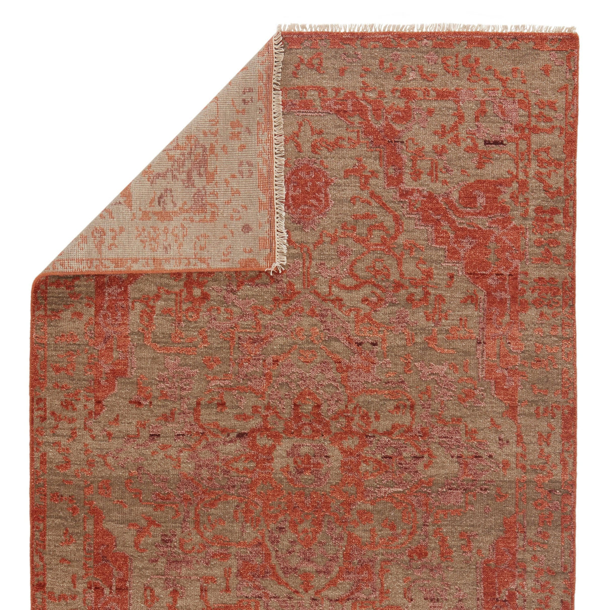 Rugs by Roo | Jaipur Living Azar Hand-Knotted Medallion Rust Taupe Area Rug-RUG145593