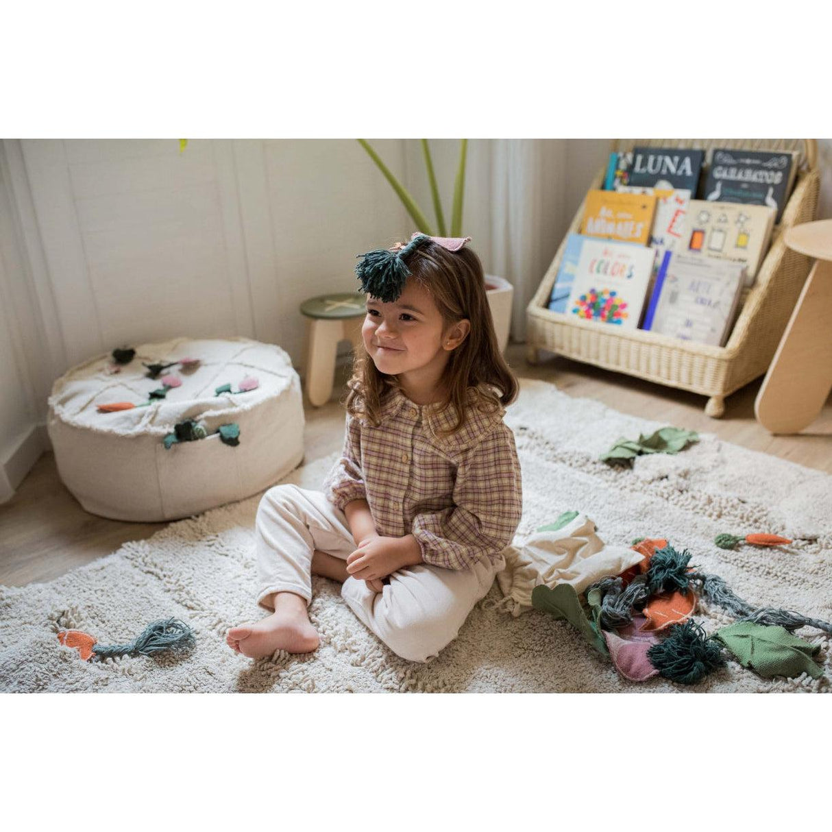 Rugs by Roo | Lorena Canals Oli & Carol Tic-Tac-Toe Pouf-P-TICTAC