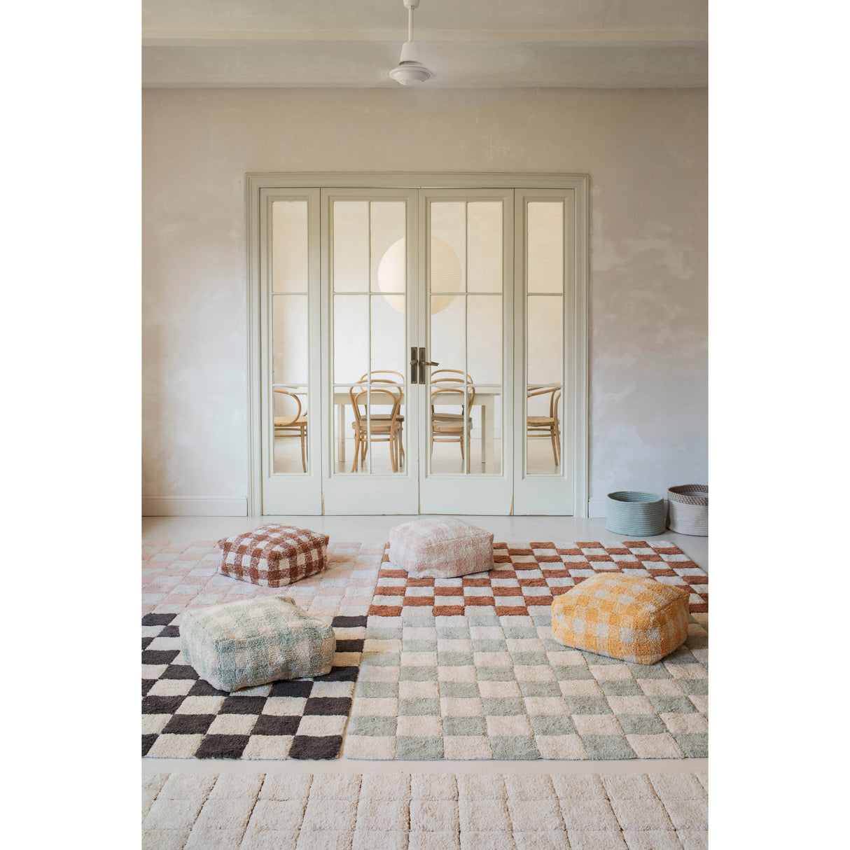 Little Chefs Vichy Blue Sage Pouf