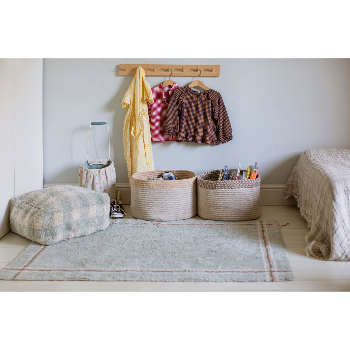 Little Chefs Cuisine Blue Sage Washable Rug