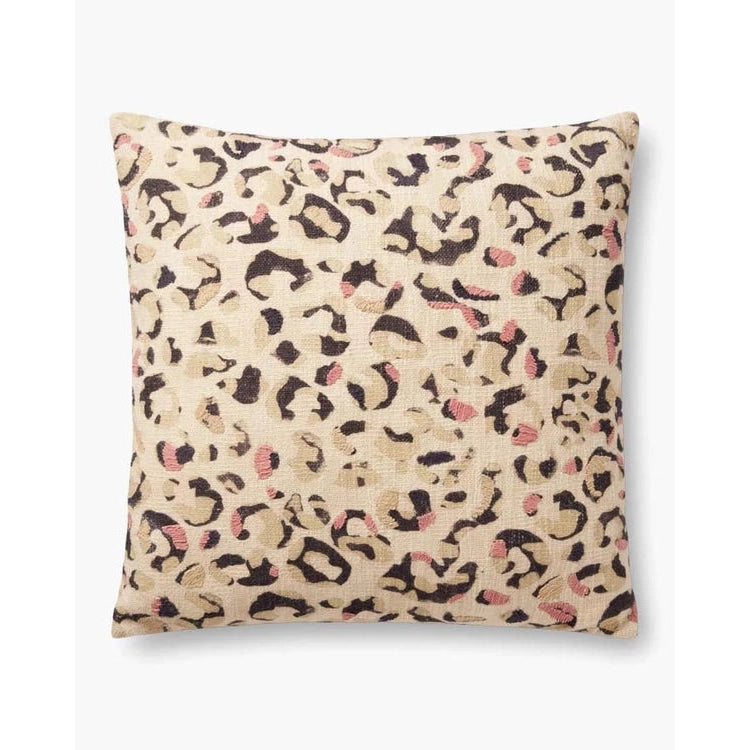 Leopard Spot Ivory Pink Cotton Pillow
