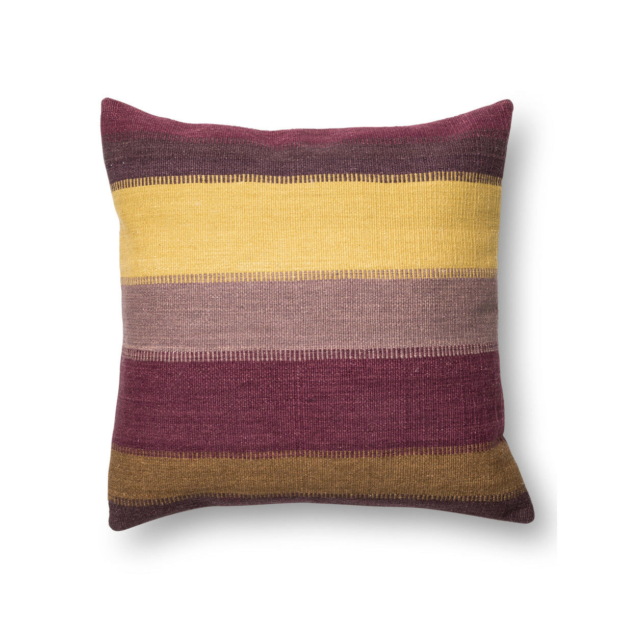 Rugs by Roo | Loloi Plum Multi Wool Cotton Pillow 22" x 22" Cover w/Poly