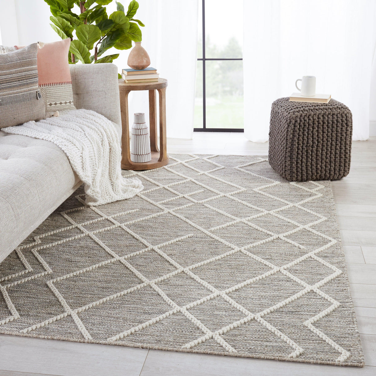 Rugs by Roo | Jaipur Living Moab Natural Geometric Gray Ivory Area Rug-RUG149570