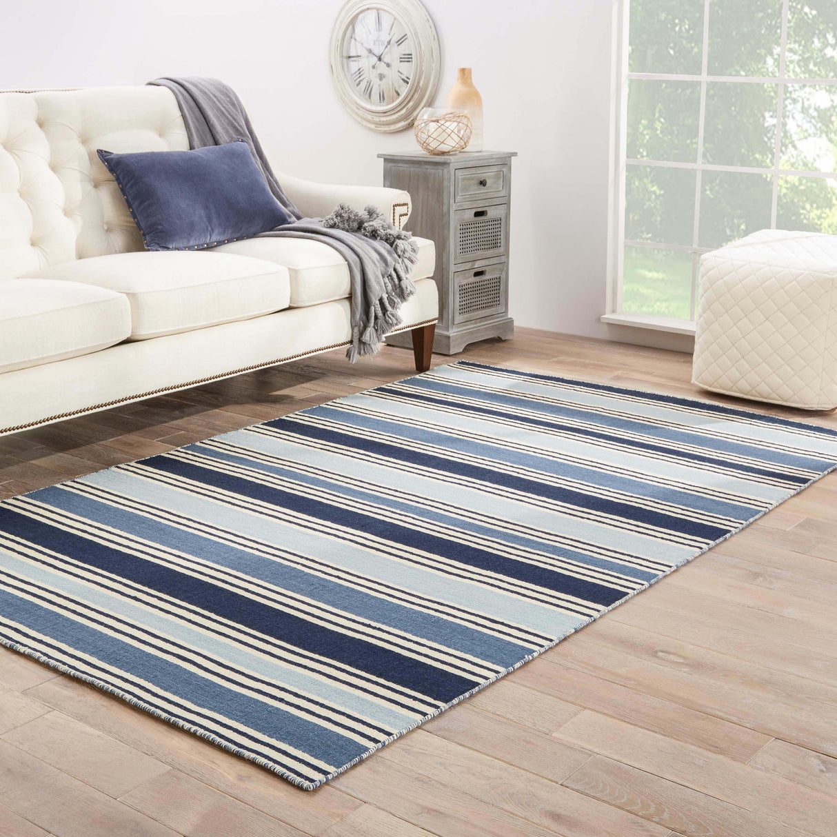 Rugs by Roo | Jaipur Living Salada Handmade Striped Blue White Area Rug-RUG103854