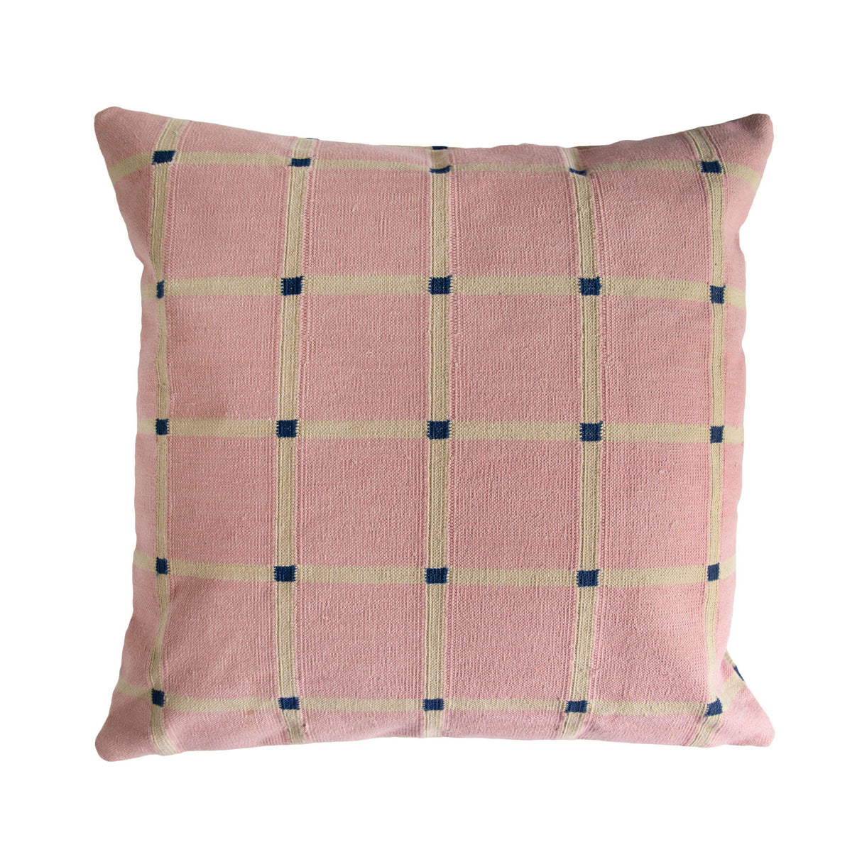 Rugs by Roo | Leah Singh Grid Pillow - Reversible - Navy + Pink-H18GRI05