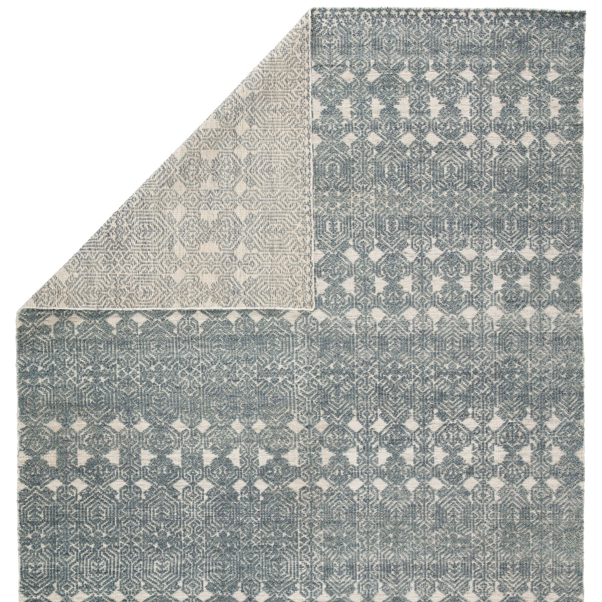 Rugs by Roo | Jaipur Living Abelle Hand-Knotted Medallion Teal Light Gray Area Rug-RUG145495