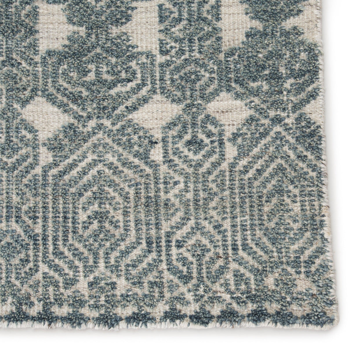 Rugs by Roo | Jaipur Living Abelle Hand-Knotted Medallion Teal Light Gray Area Rug-RUG145495