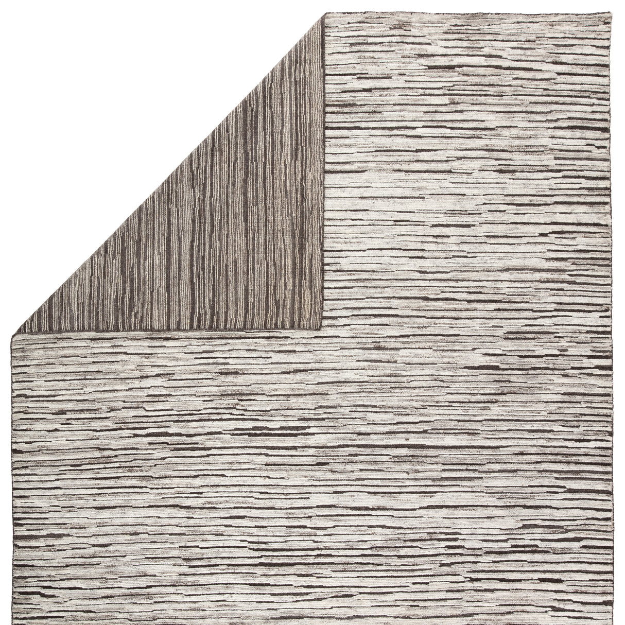 Rugs by Roo | Jaipur Living Ramsay Hand-Knotted Striped Dark Gray Ivory Area Rug-RUG144939