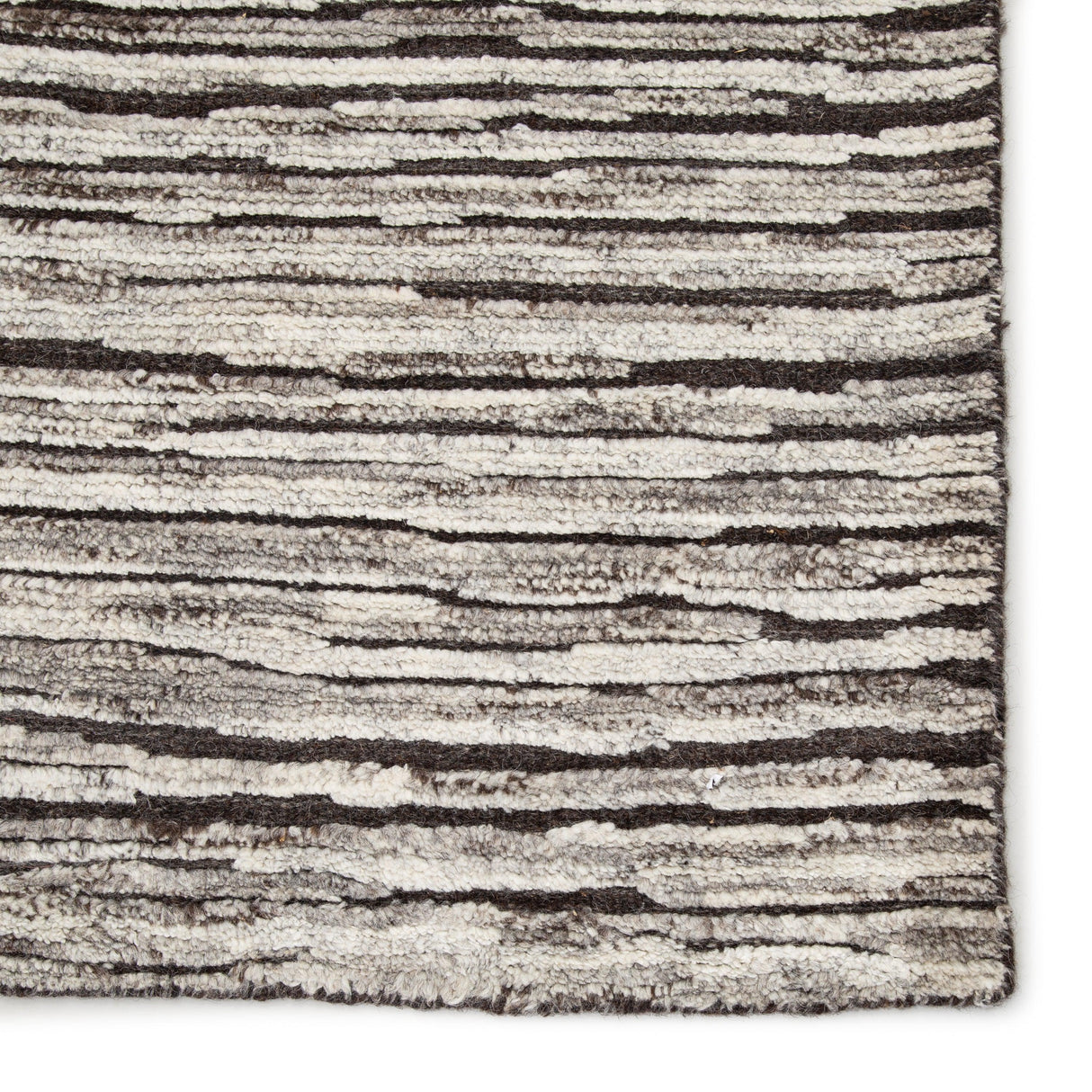 Rugs by Roo | Jaipur Living Ramsay Hand-Knotted Striped Dark Gray Ivory Area Rug-RUG144939