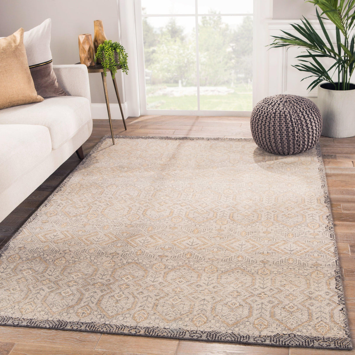 Rugs by Roo | Jaipur Living Prospect Hand-Knotted Tribal Gray Gold Area Rug-RUG140103