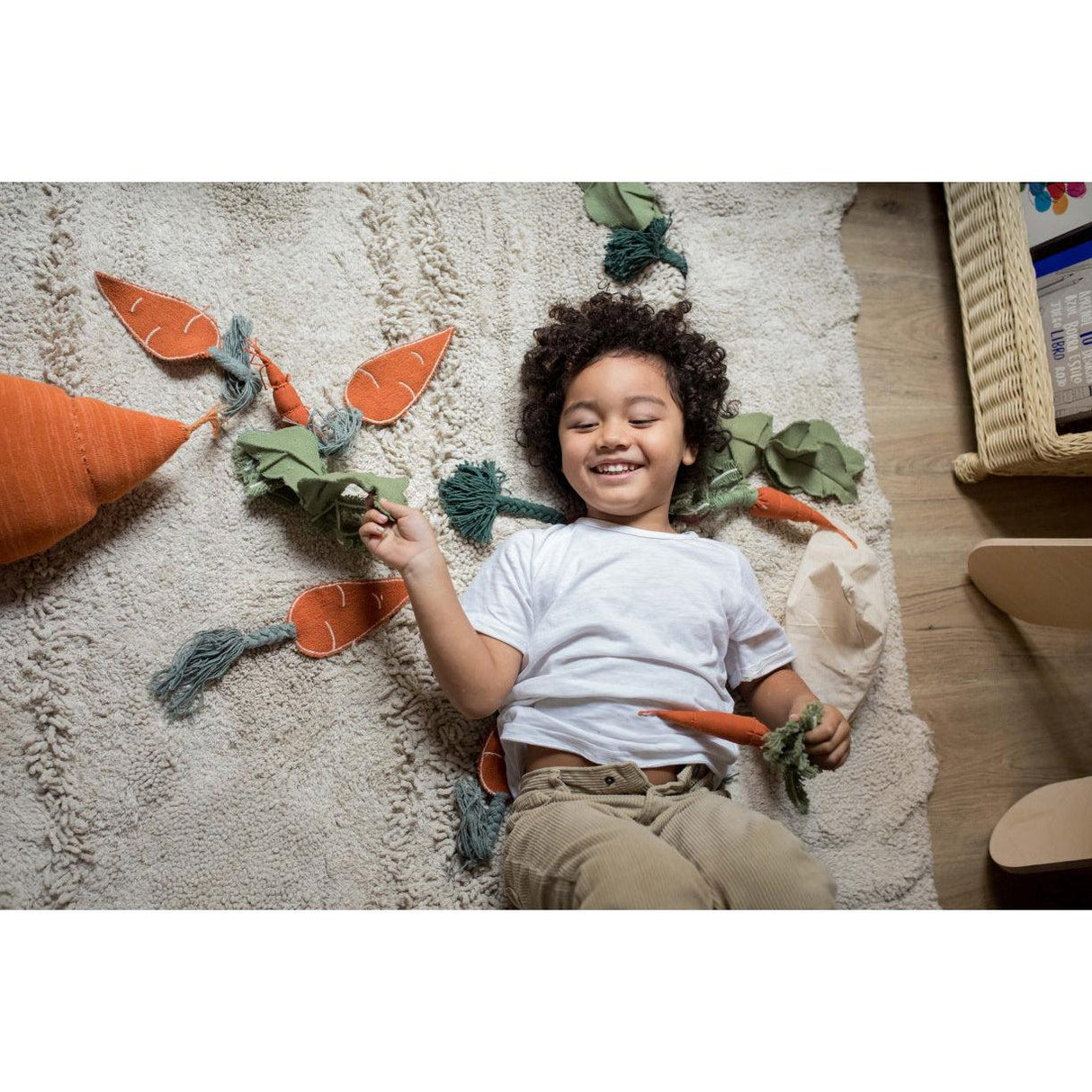 Rugs by Roo | Lorena Canals Oli & Carol Cathy the Carrot Knitted Cushion-SC-CATHY