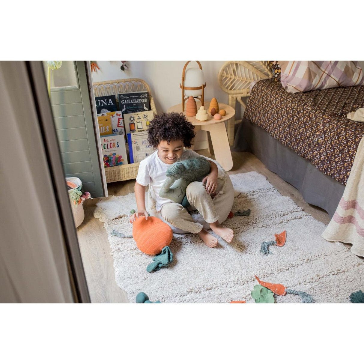 Rugs by Roo | Lorena Canals Oli & Carol Cathy the Carrot Knitted Cushion-SC-CATHY