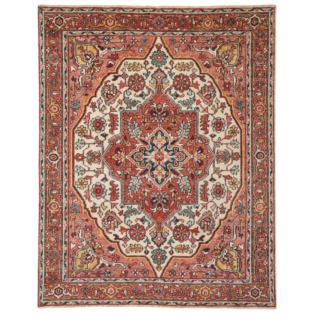Rugs by Roo | Jaipur Living Tavola Hand-Knotted Medallion Pink Multicolor Area Rug-RUG140294