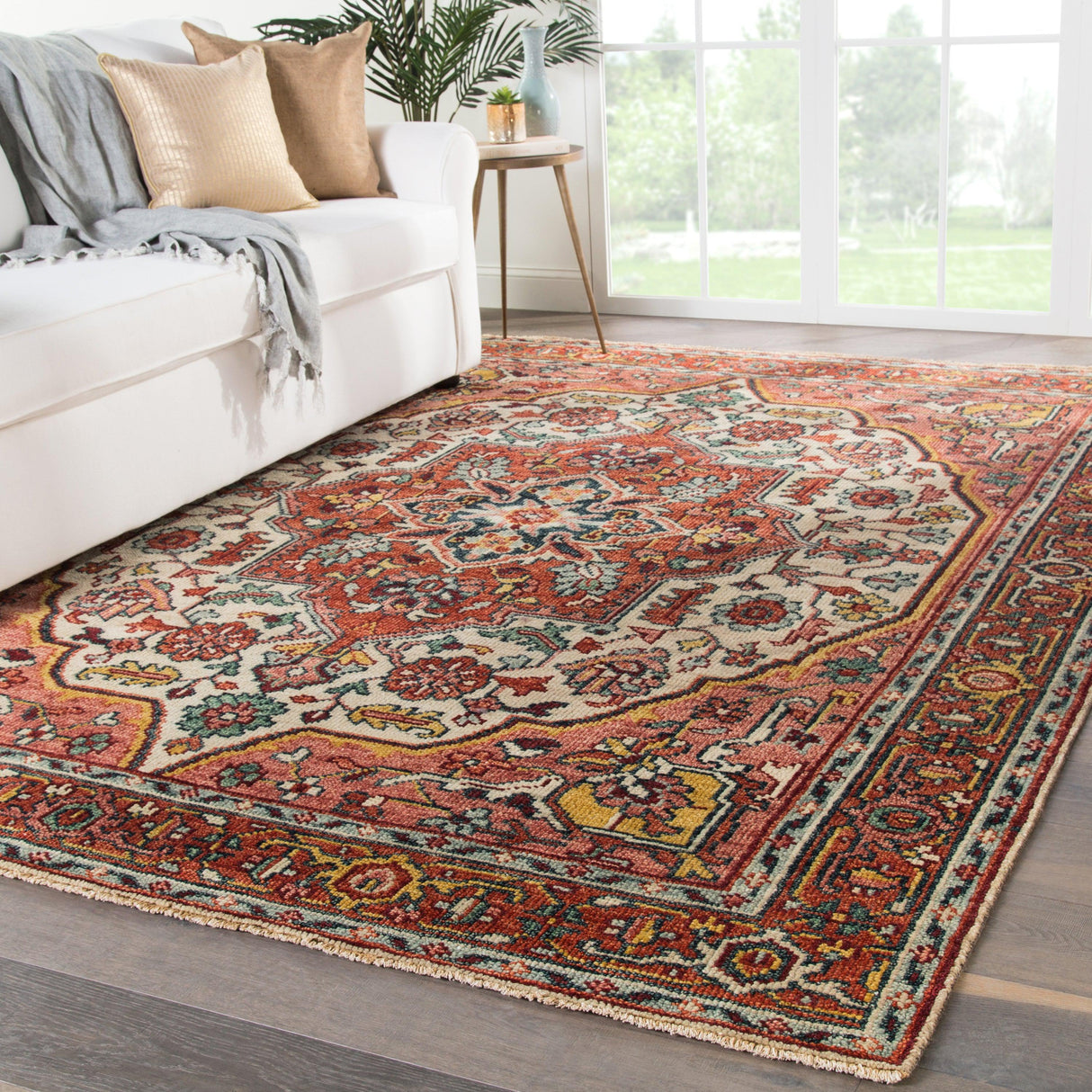 Rugs by Roo | Jaipur Living Tavola Hand-Knotted Medallion Pink Multicolor Area Rug-RUG140294