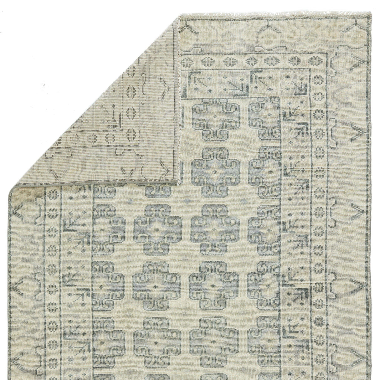 Rugs by Roo | Jaipur Living Stage Hand-Knotted Bordered Ivory Green Area Rug-RUG153239