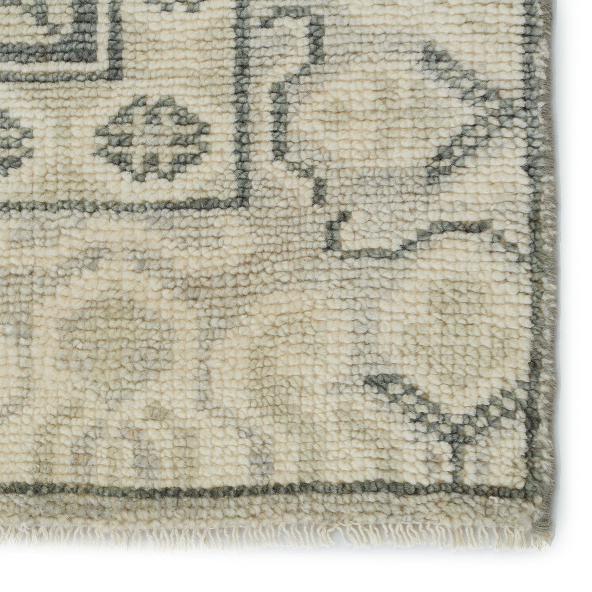 Rugs by Roo | Jaipur Living Stage Hand-Knotted Bordered Ivory Green Area Rug-RUG153239