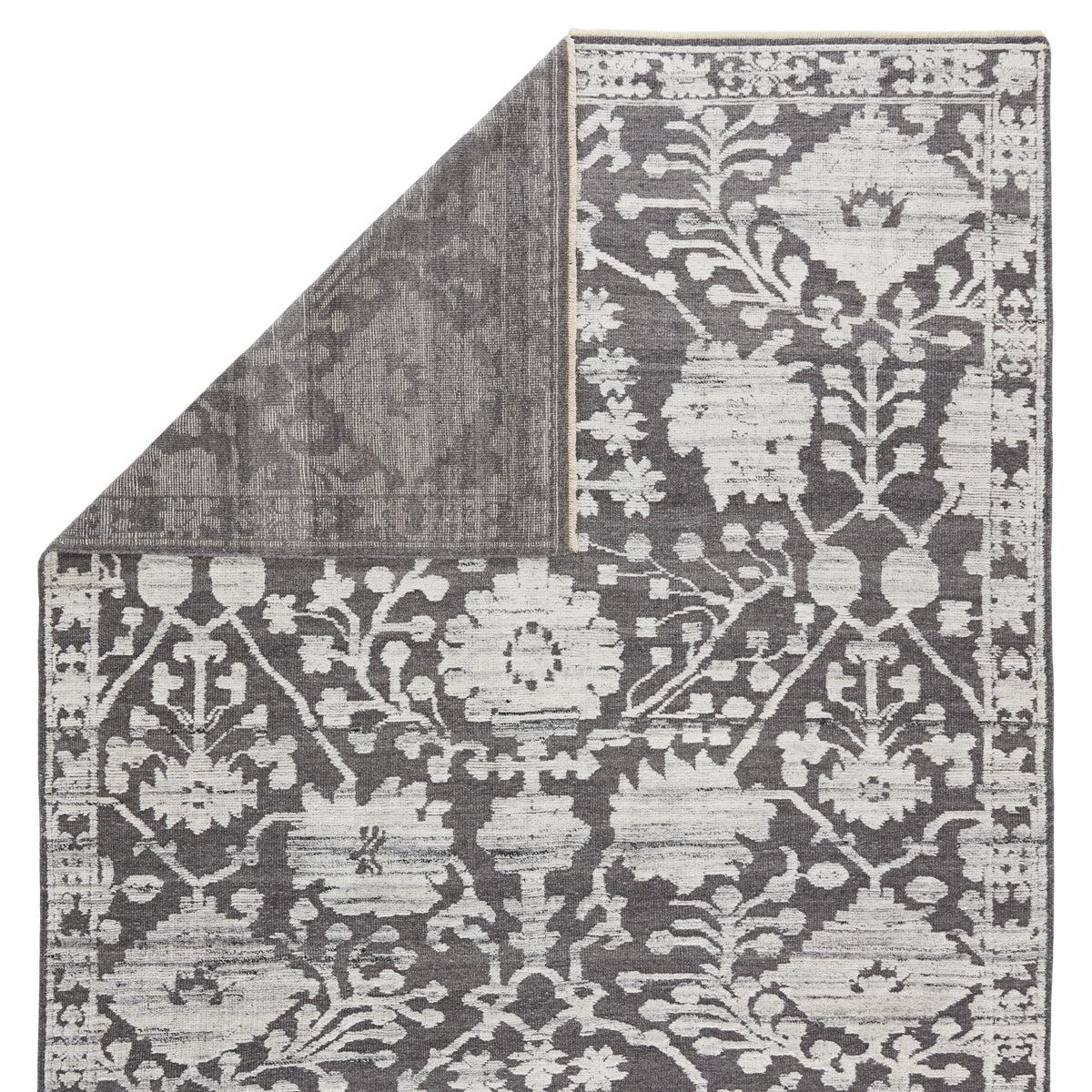 Rugs by Roo | Jaipur Living Riona Hand-Knotted Floral Gray White Area Rug-RUG146556