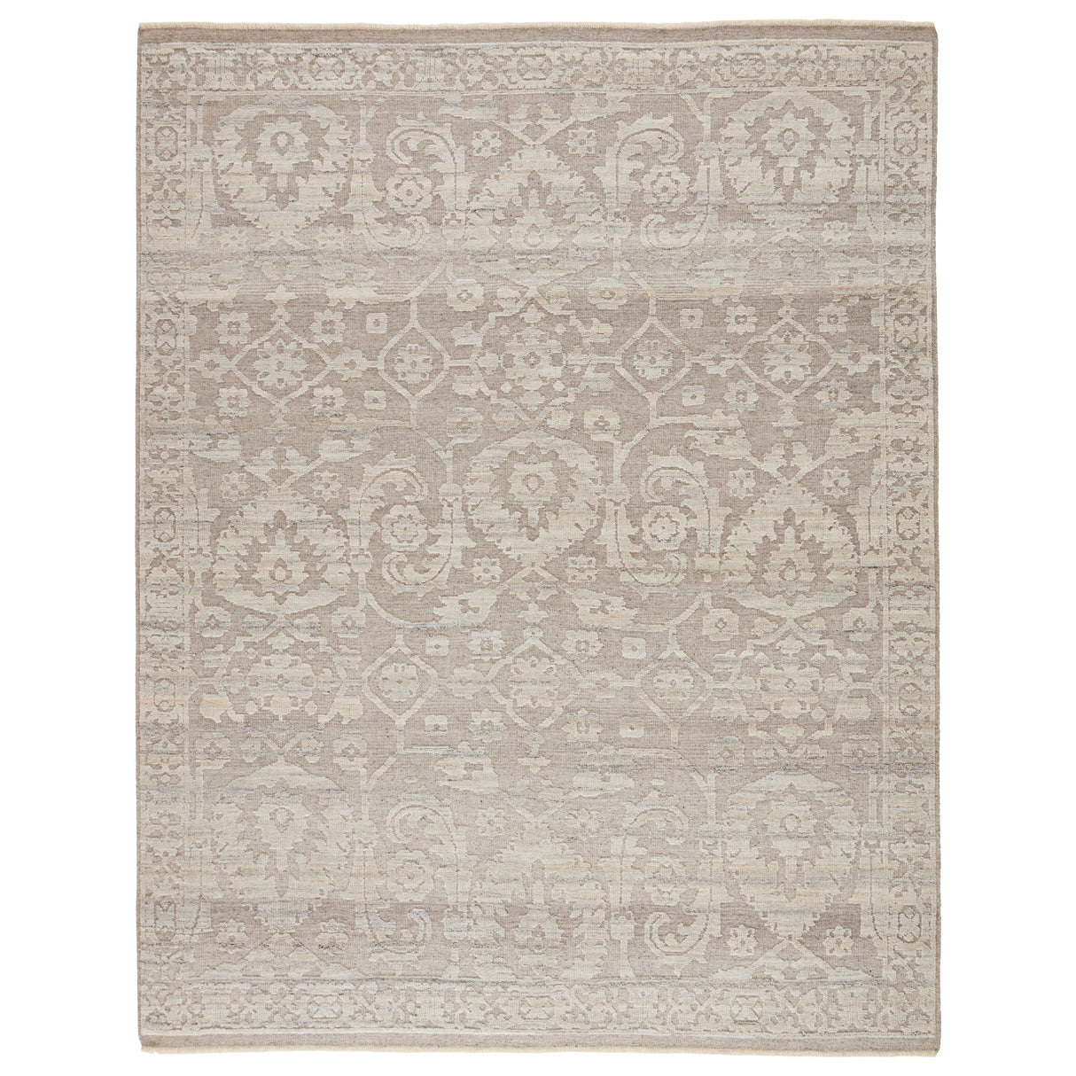 Rugs by Roo | Jaipur Living Ayres Hand-Knotted Floral Taupe Gray Area Rug-RUG146562