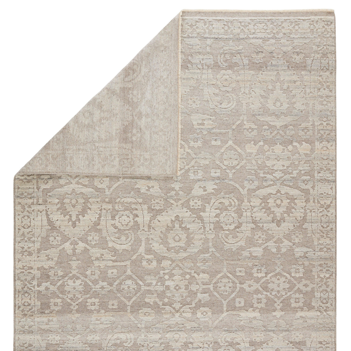 Rugs by Roo | Jaipur Living Ayres Hand-Knotted Floral Taupe Gray Area Rug-RUG146562