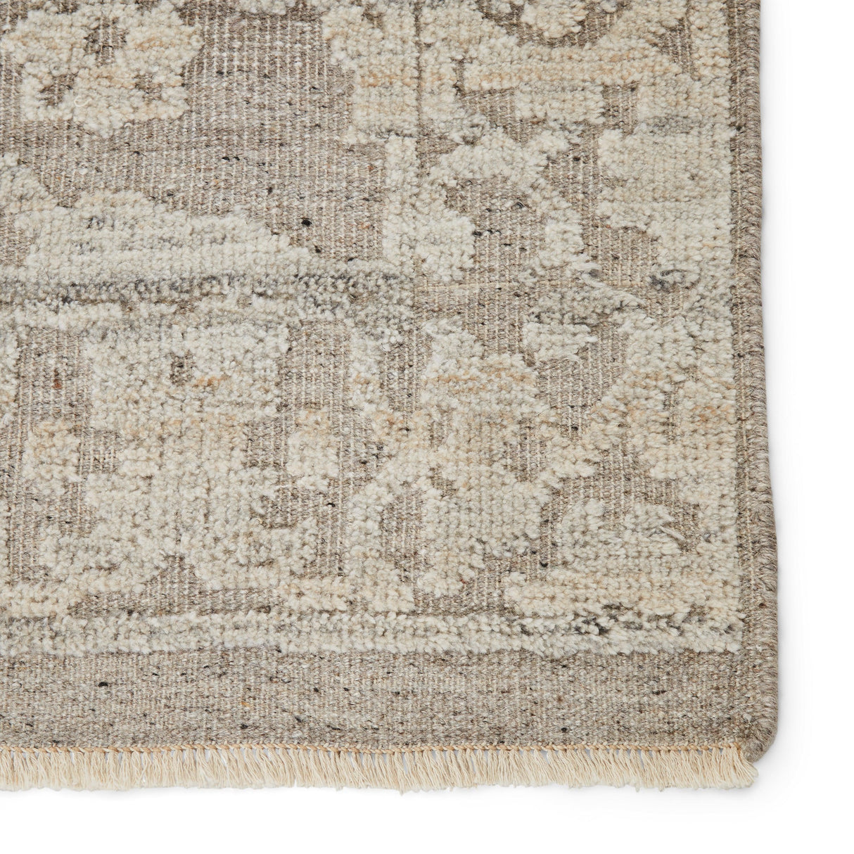 Rugs by Roo | Jaipur Living Ayres Hand-Knotted Floral Taupe Gray Area Rug-RUG146562