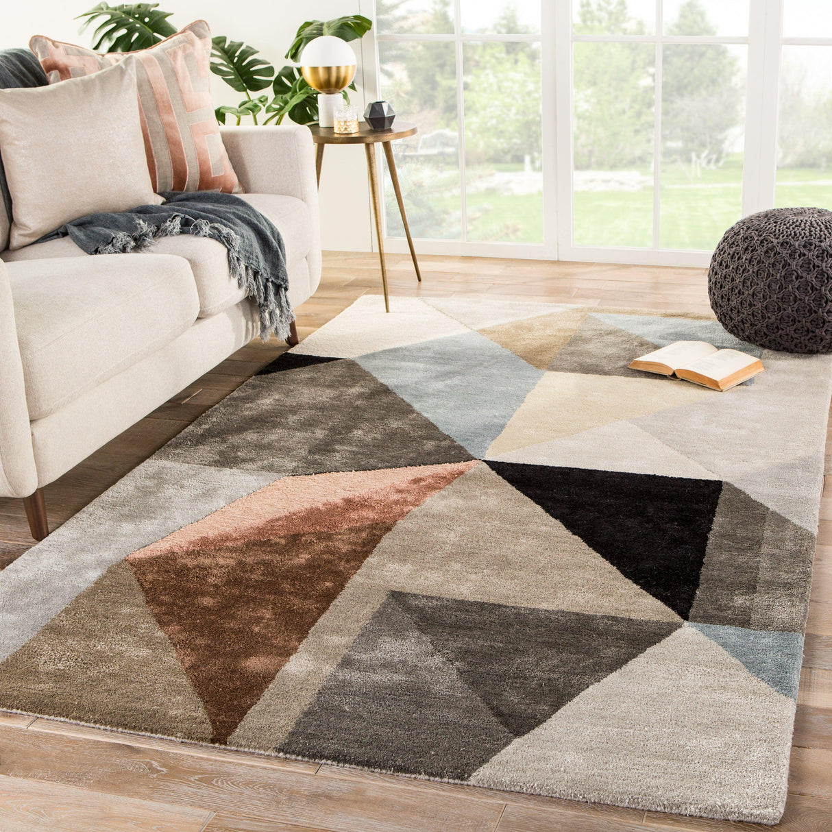 Rugs by Roo | Jaipur Living Scalene Handmade Geometric Gray Blue Area Rug-RUG143919