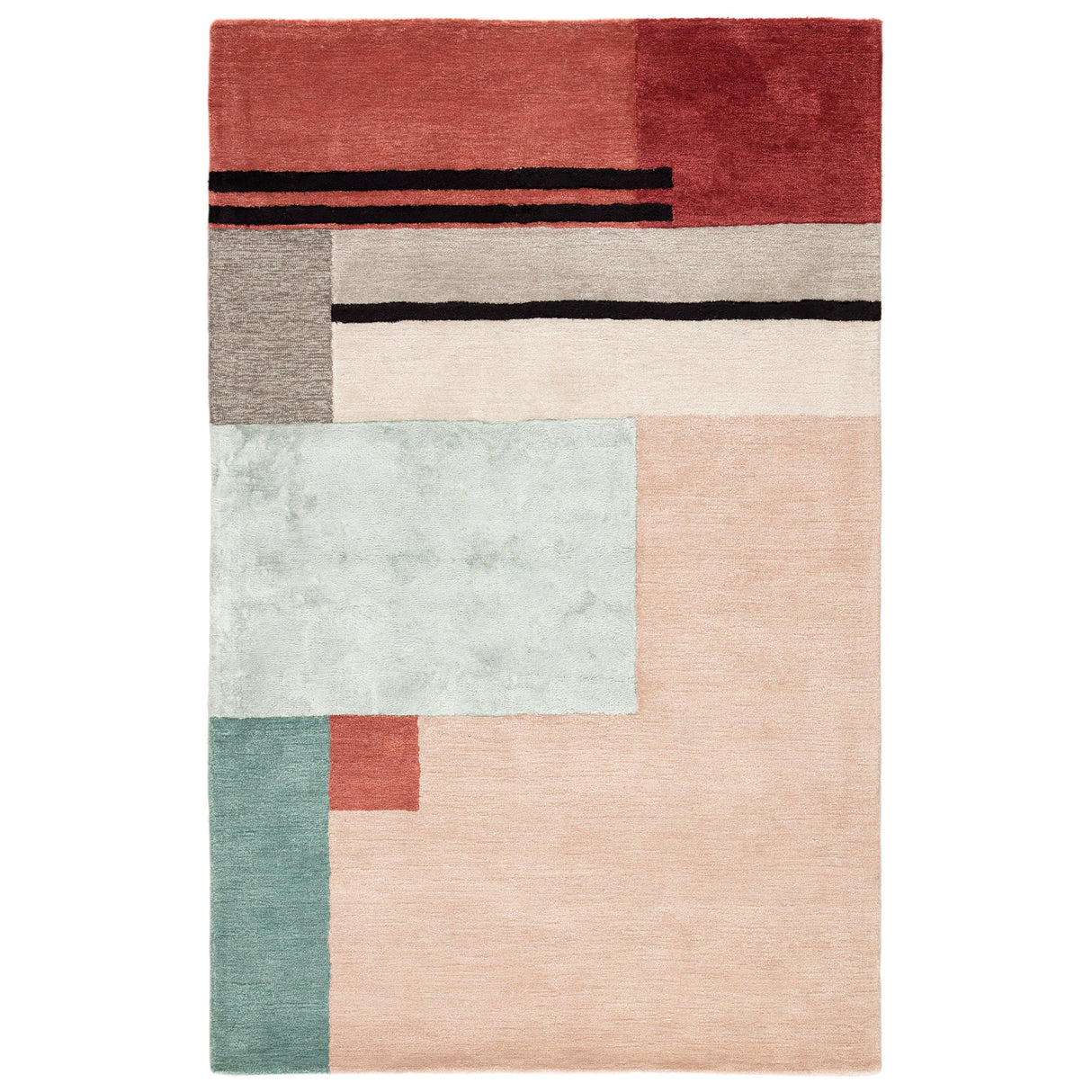 Rugs by Roo | Jaipur Living Segment Handmade Geometric Pink Red Area Rug-RUG143927