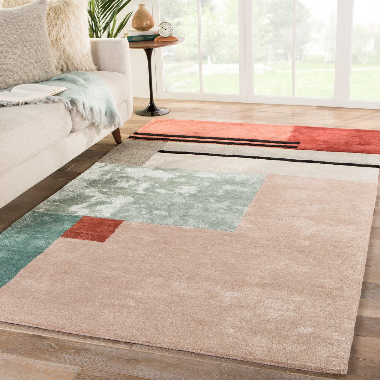 Rugs by Roo | Jaipur Living Segment Handmade Geometric Pink Red Area Rug-RUG143927
