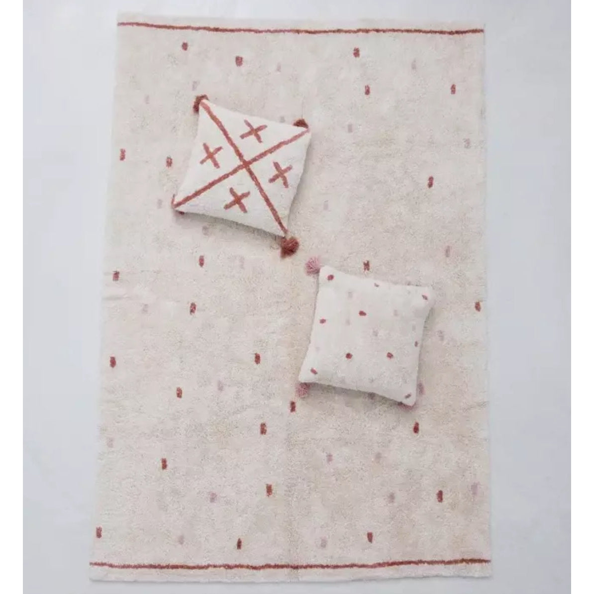 Cotton Berber Going Dotty Pink Washable Area Rug