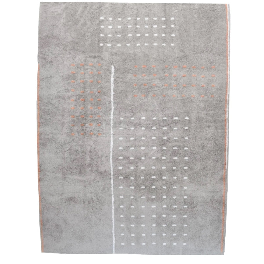 Grid Grey Washable Cotton Area Rug
