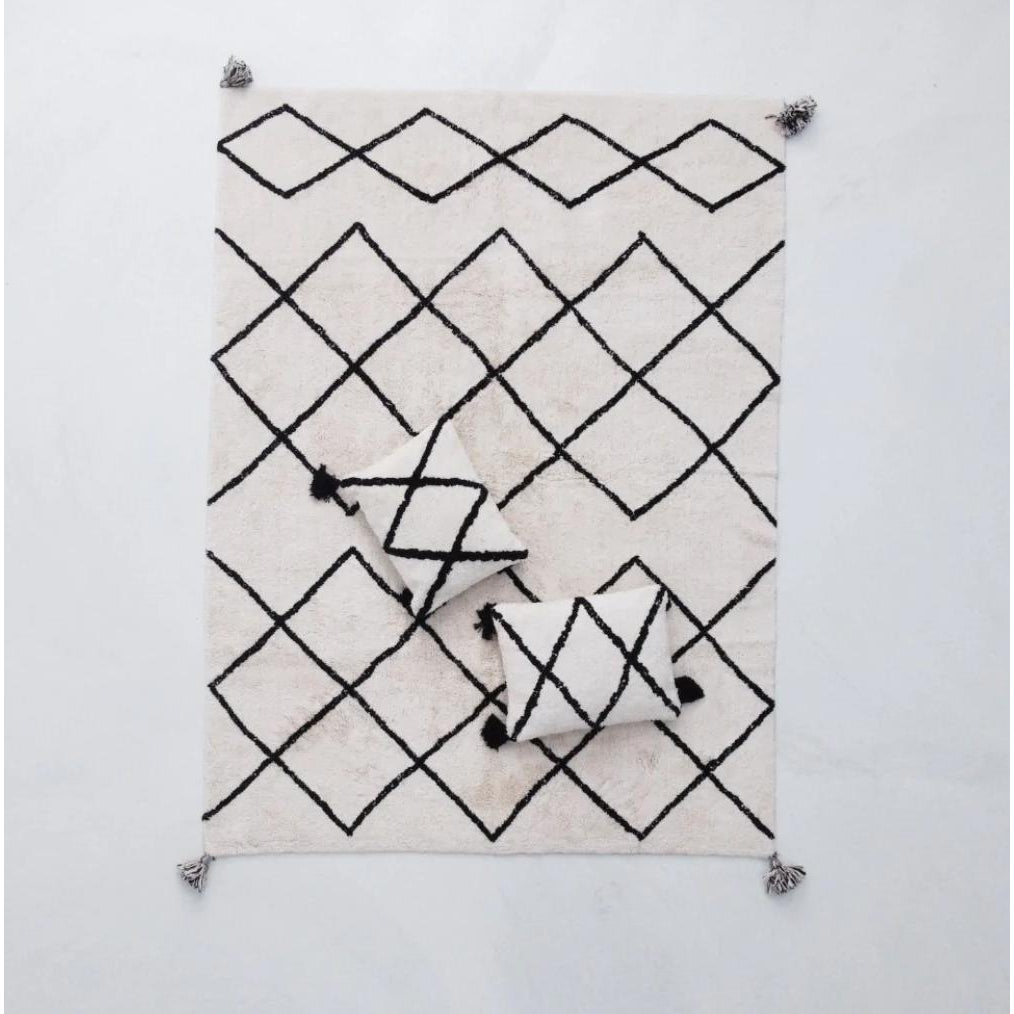 Cotton Berber Black Washable Area Rug