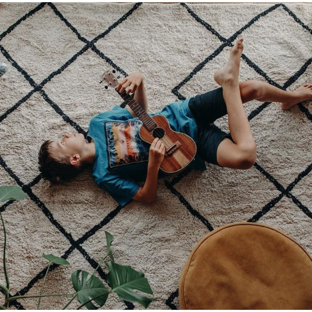 Cotton Berber Black Washable Area Rug