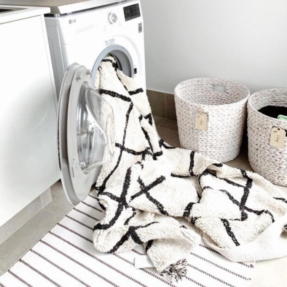 Cotton Berber Black Washable Area Rug