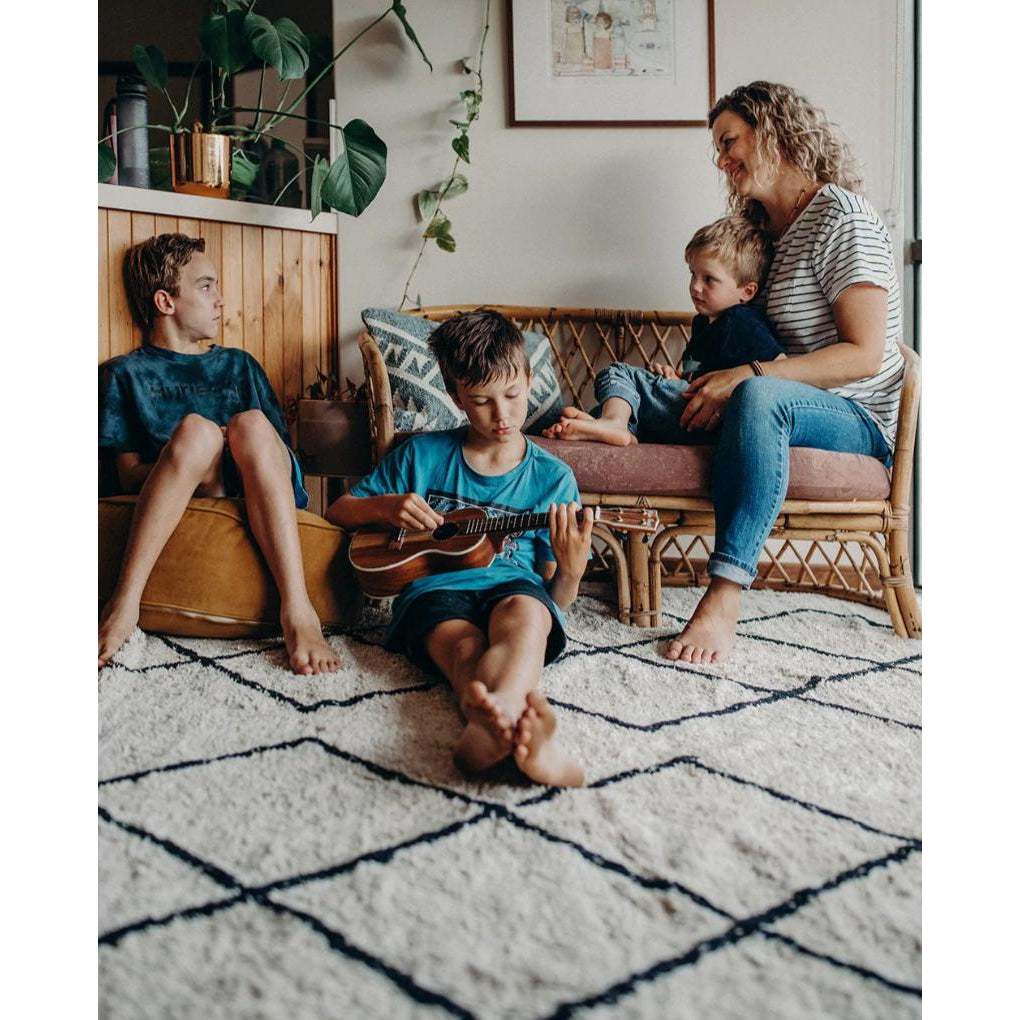 Cotton Berber Black Washable Area Rug