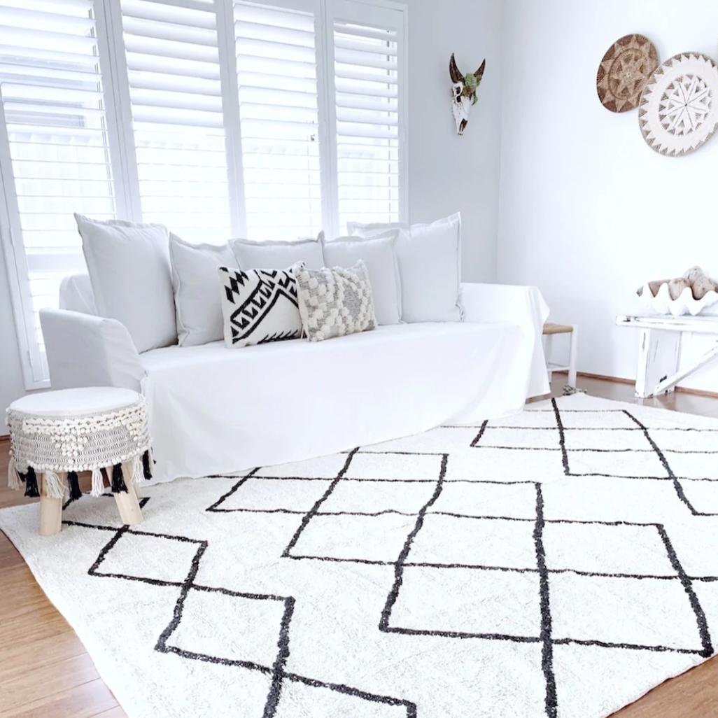 Cotton Berber Black Washable Area Rug