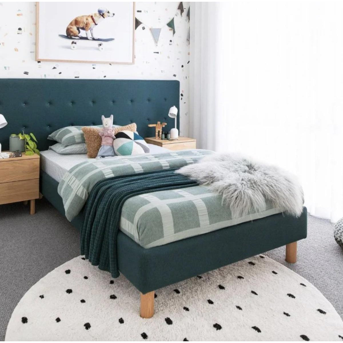 Cotton Berber Going Dotty Black Round Washable Area Rug