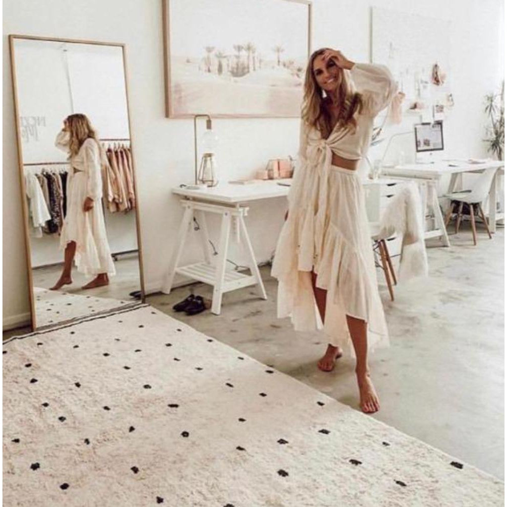 Cotton Berber Going Dotty Black Washable Area Rug