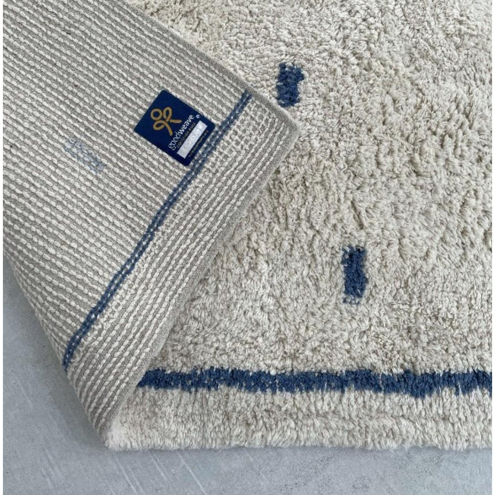 Cotton Berber Going Dotty Blue Washable Area Rug