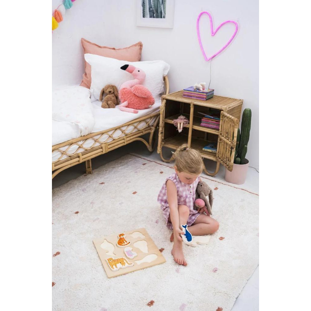 Cotton Berber Going Dotty Pink Washable Area Rug