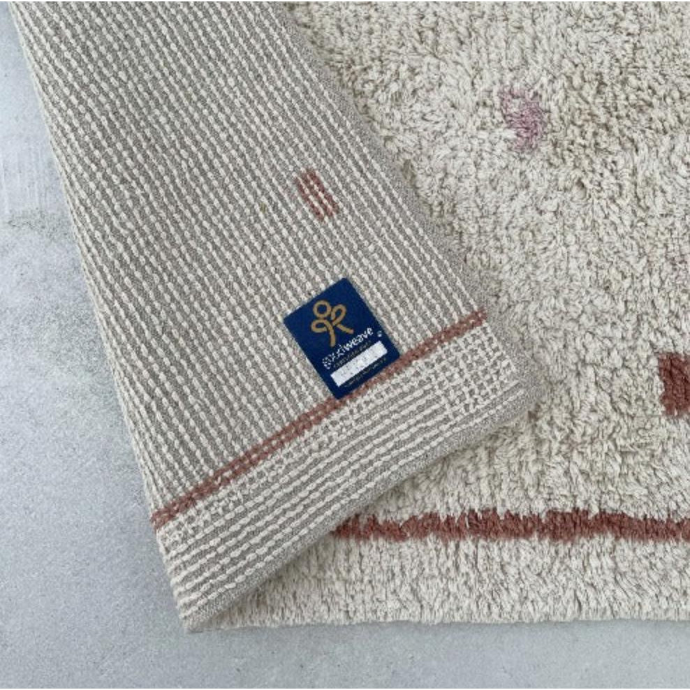 Cotton Berber Going Dotty Pink Washable Area Rug