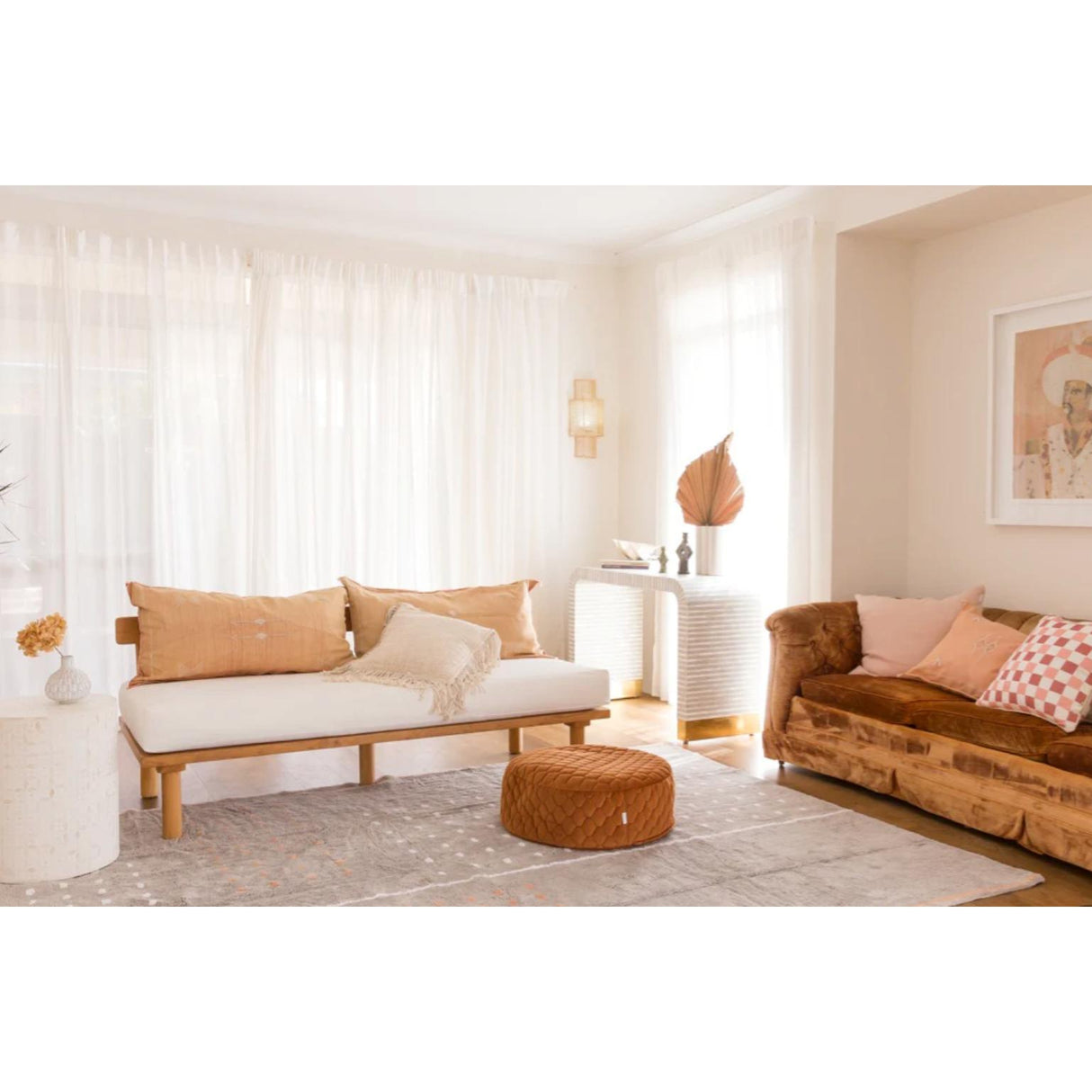 Grid Grey Washable Cotton Area Rug