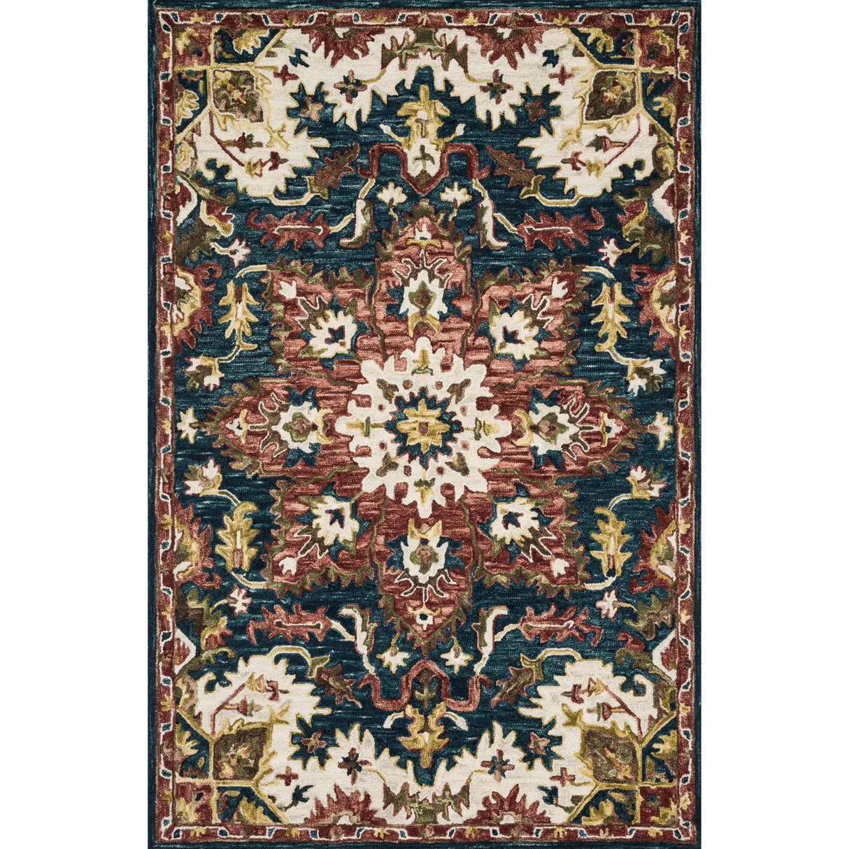 Rugs by Roo Loloi Victoria Teal Raspberry Area Rug in size 18" x 18" Sample