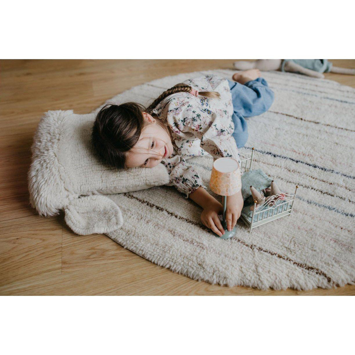 Rugs by Roo | Lorena Canals Pink Nose Sheep Woolable Cushion-WO-SC-NOSE