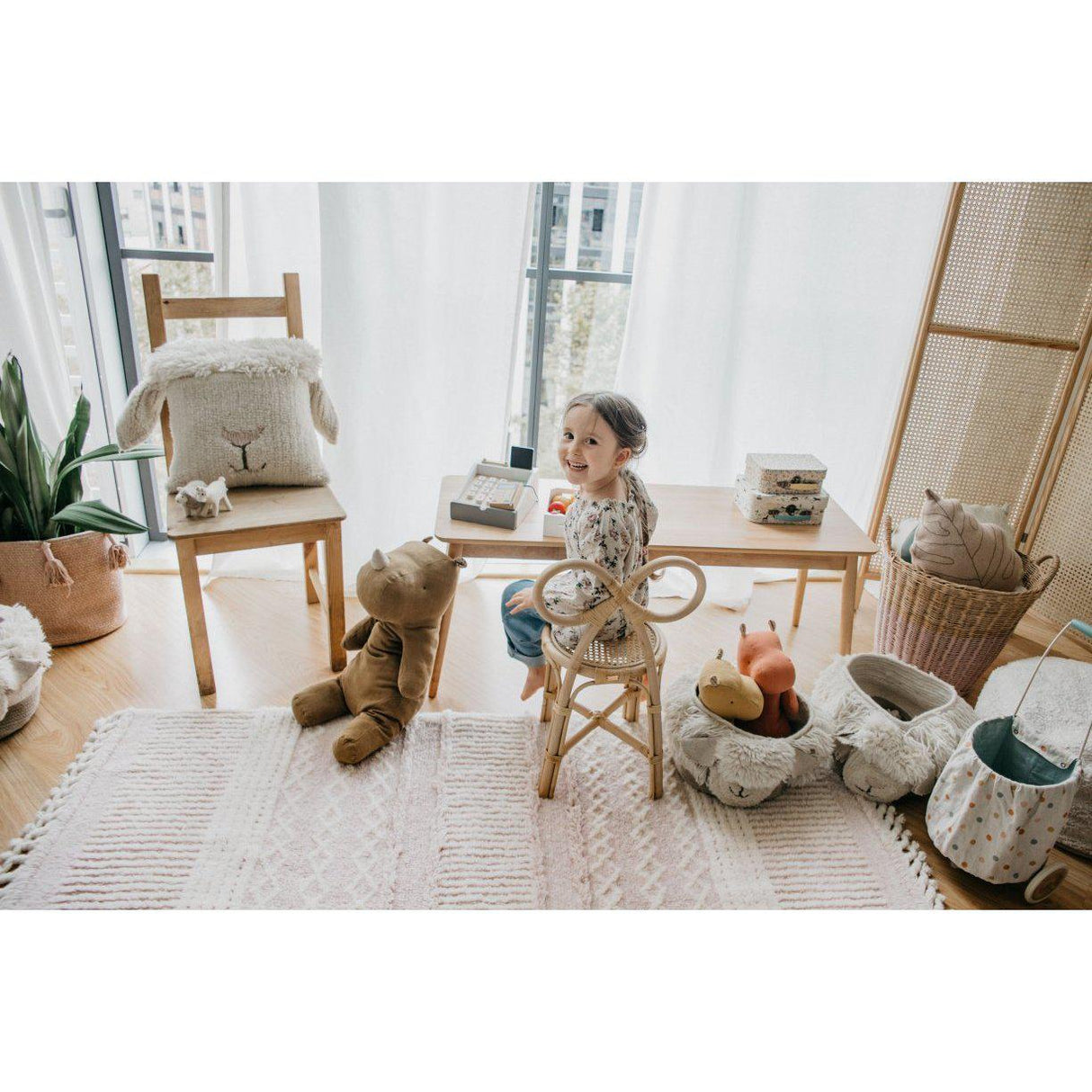 Rugs by Roo | Lorena Canals Pink Nose Sheep Woolable Cushion-WO-SC-NOSE