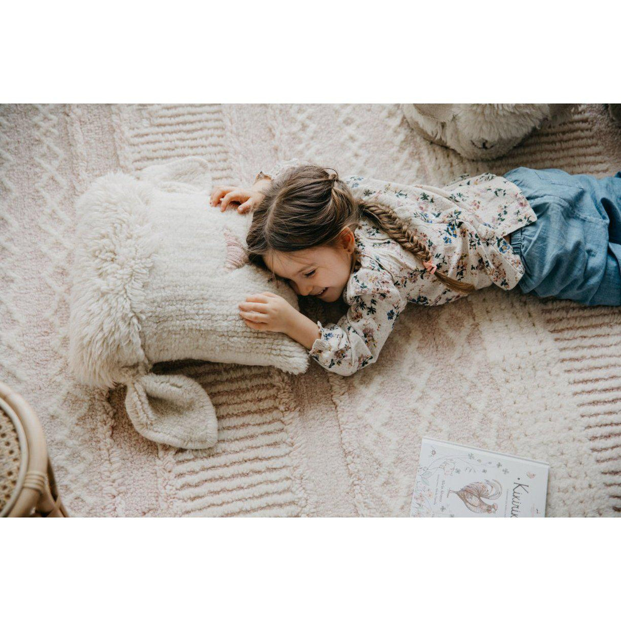 Rugs by Roo | Lorena Canals Pink Nose Sheep Woolable Cushion-WO-SC-NOSE