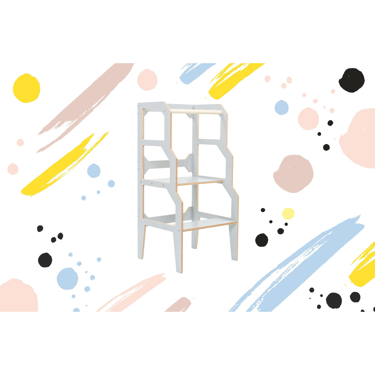 Rugs by Roo | Lakaluk Wooden Angle Multi-Function Kids Chair Table Learning Tower-1123 Grey/NonConvert