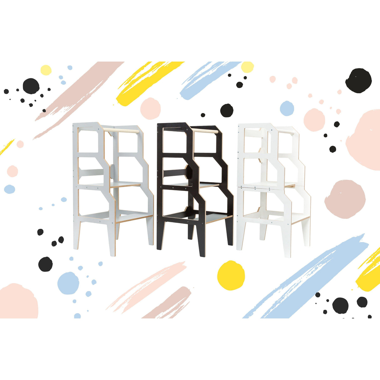 Rugs by Roo | Lakaluk Wooden Angle Multi-Function Kids Chair Table Learning Tower-1123 Grey/NonConvert