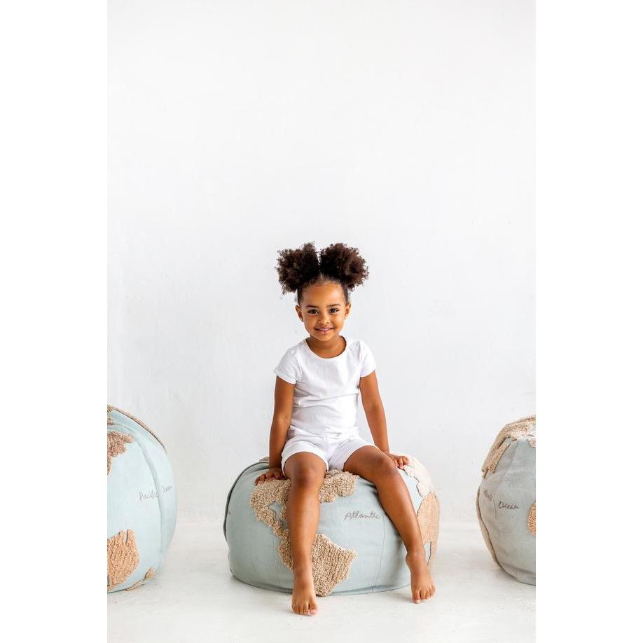 Rugs by Roo | Lorena Canals World Map Pouffe-P-WMAP